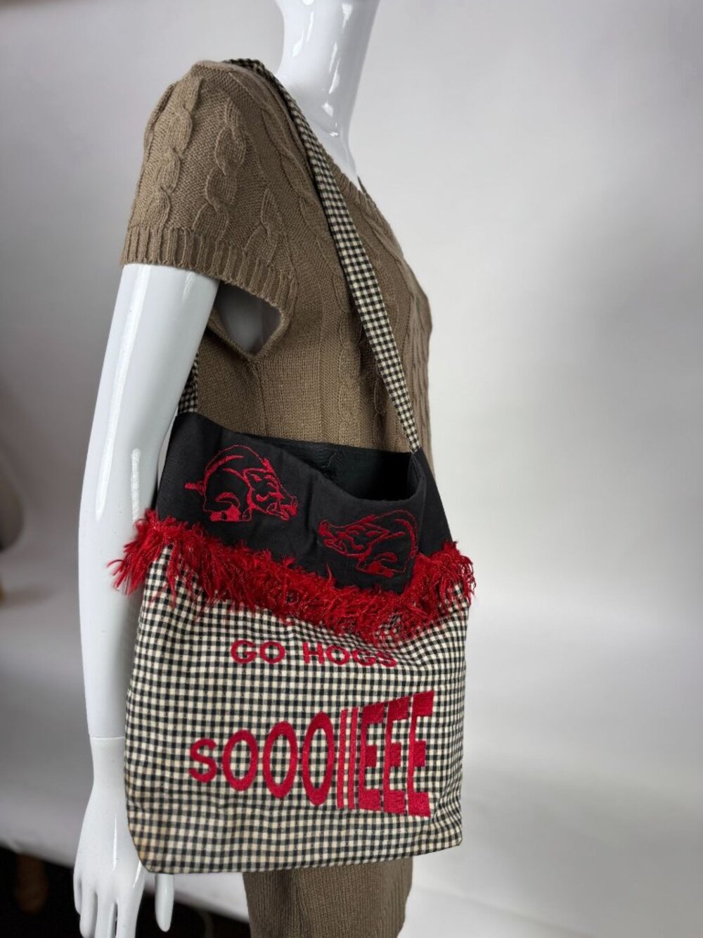 Handcrafted Arkansas Razorbacks Tote Bag With Blemishes